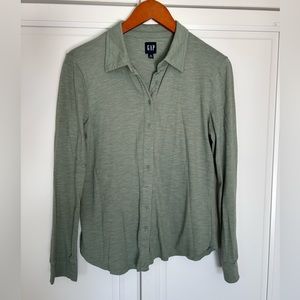 GAP Green Soft Knit Button-Front Shirt size Medium
